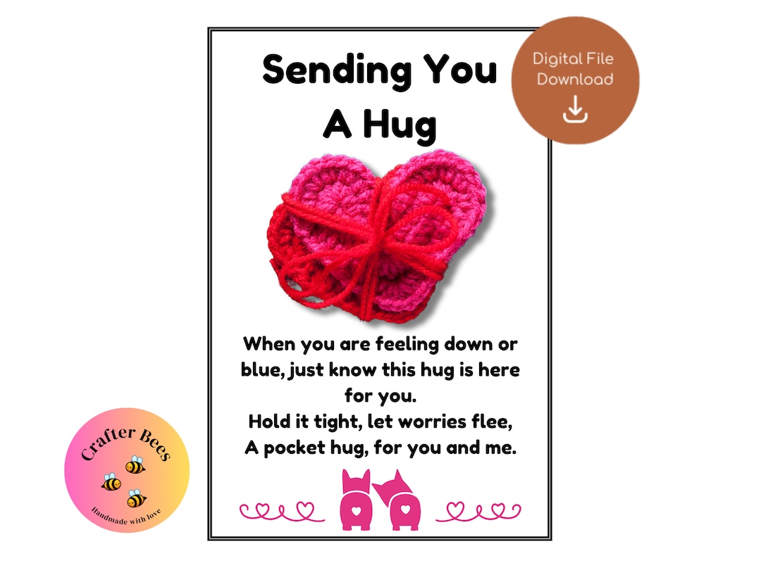 Sending You A Hug PRINTABLE 3 Pocket Hug Poems PDF File Crochet Pocket Sending You A Hug PRINTABLE 3 Pocket Hug Poems PDF File Crochet Pocket
