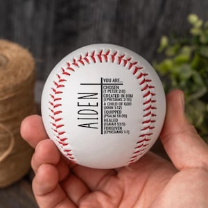 Personalized Christian Baseball, Religious Gift, First Communion Gifts, Baptism Gifts for Boys, Birthday Gift for Son, Baseball Gifts