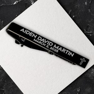 Personalized Gift for Confirmation, First Communion Gift, Cross Tie Bar, Christian Gifts, Baptism Gifts, Tie Clip, Religious Gift for Him