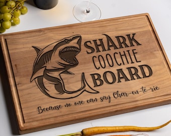 Shark Coochie Board, Funny Cutting Board, Charcuterie Board, Cheese Board, Engraved Cutting Board, Funny Housewarming Gift, Wedding Gift
