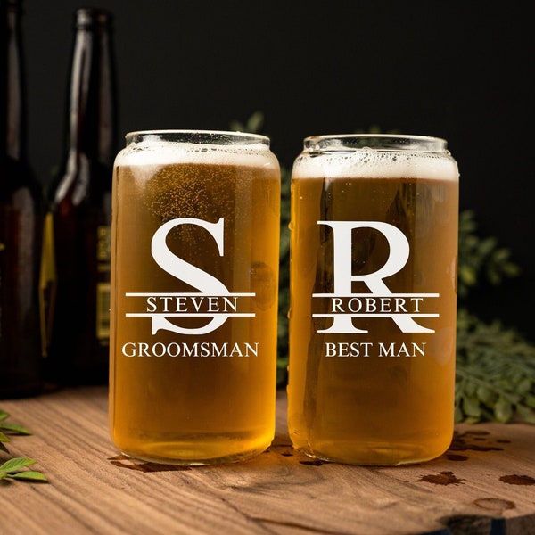 Groomsmen Beer Glasses, Groomsman Beer Glass, Beer Can Glass, Groomsmen Proposal, Best Man Gift, Bachelor Party, Beer Can Style Glass Cups