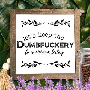 Let's Keep The Dumbfuckery, Funny Office Decor Signs, Funny Desk Signs, Funny Office Gifts, Coworker Gift, Desk Decor, Funny Office Sign image 1