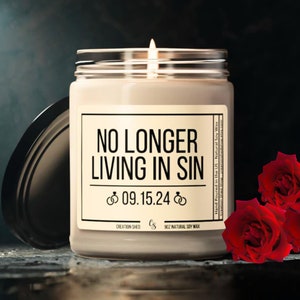 No Longer Living In Sin Candle, Personalized Wedding Gift, Funny Newly Wed Gift, Funny Candle for Couple,Wedding Gift for Husband,Funny Gift