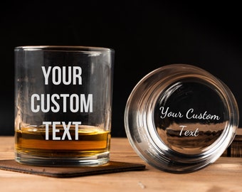 Engraved Personalized Whiskey Glass 11 oz Custom Rocks Glass, Cocktail Bourbon Glass, Groomsmen Proposal Gift, Personalized Cocktail Glass