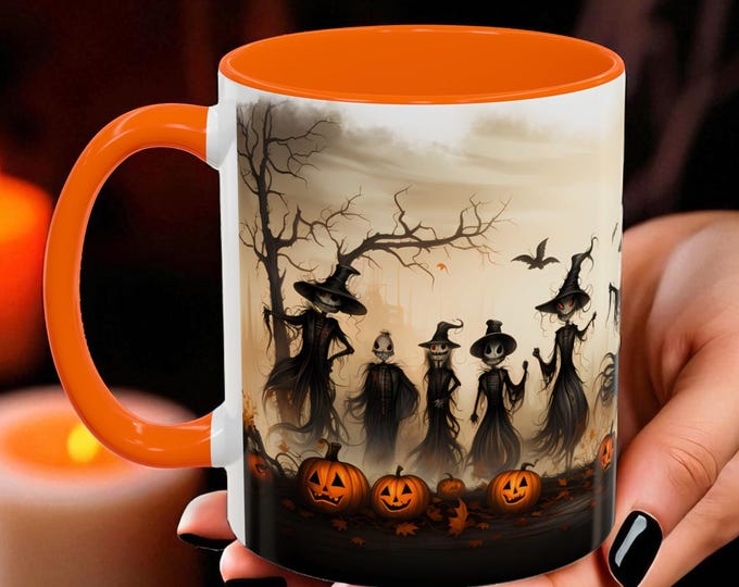 Halloween Scarecrow Mug, Halloween Mug, Spooky Fall Coffee Cup, Creepy Cute Halloween Mug, Halloween Gifts, Autumn Pumpkin Farmhouse