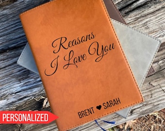Reasons Why I Love You Lined Notebook, Custom Anniversary Gifts, Engagement Gift, Wedding Present, Romantic Proposal Letter Gift for Her,Him