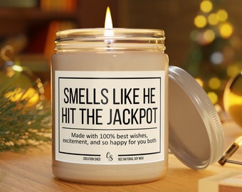 Hit the Jackpot Custom Engagement Gift, Funny Engagement Gift, Engaged Candle, Bridal Shower Gift, Funny Bride to Be, Wedding Gift