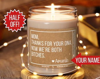 Moeder bedankt voor je DNA Grappig Moederdag Cadeau, Moeder's Verjaardagskaars, Moeder Geschenken van Dochter, Grappige Kaarsen voor Moeder Cadeau voor Moederdag