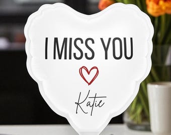 Personalized "I Miss You" Heart Balloon, Custom Desk Gift with Name, Cute Long Distance Gift for Her, Him, or Best Friend, I Miss You Gifts