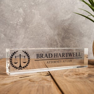 Attorney Office Desk Name Plate, Clear JD Judge Nameplate, Lawyer Appreciation Gift, Juris Doctor Judge Law School Graduation Gift