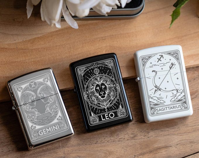 Zodiac Card Lighters, Zodiac Gift, Horoscope Tarot Card Star Sign, Lighters for Her, Zodiac Lighters, Leo, Libra, Sagittarius, Gemini, Aries