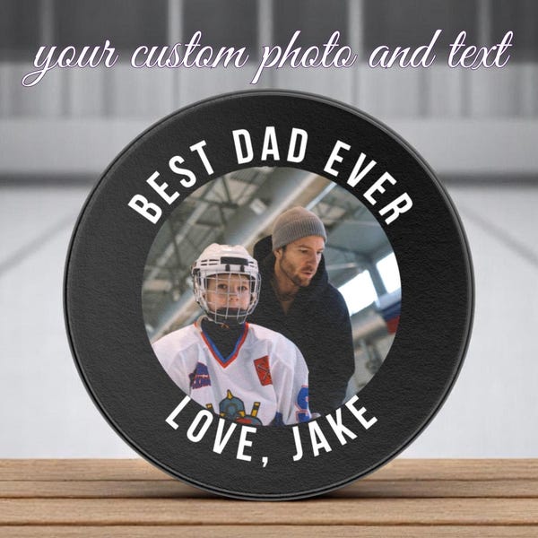 Custom Photo Hockey Puck, Fathers Day Hockey Gift, Hockey gifts, Personalized Hockey Puck, Custom photo hockey puck, hockey fan Gift