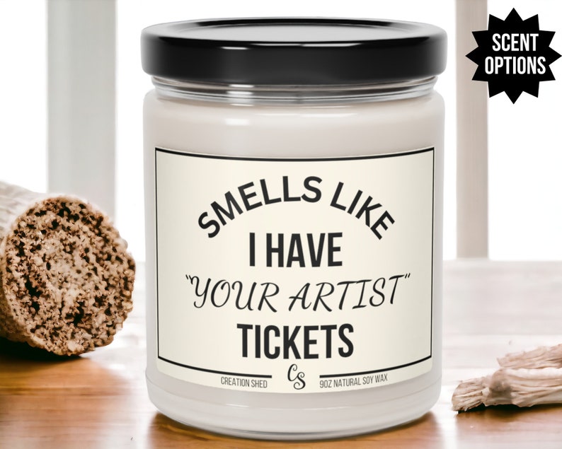 Smells like I Have Tickets Candle, Tickets Gift, Personalized Tickets, Surprise with Tickets, Concert Tickets Gift, Concert Christmas image 1