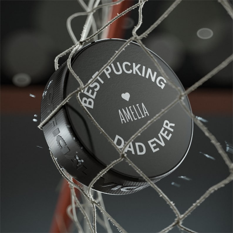 Custom Fathers Day Gift, Hockey Puck, Best Pucking Dad Ever, Funny Dad Gifts, Hockey Lover Dad Gift, Dad Hockey Gifts, Fathers Day Hockey image 2