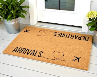 Arrivals & Departures Doormat, Funny Doormat, Airplane Mat, Housewarming Gift, Funny Welcome Mat, Wedding Gift, Flight Attendant Gifts