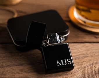 Personalized Black Engraved Lighter - custom lighter, engraved lighter, groomsmen gift, bachelor bachelorette party favor gift, gift for him