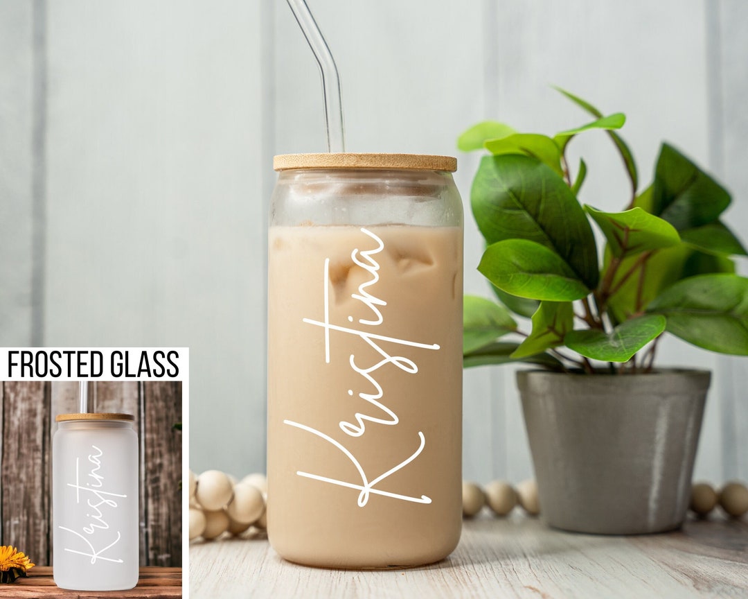 Personalized Iced Coffee Cup 16oz Glass Cup, Custom Beer Can Glass With ...