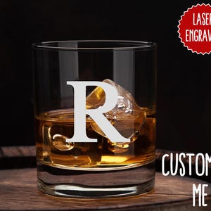 Custom Logo Whiskey Glass, 10.5oz (Engraving), Personalized Whiskey Glass, Customizable Whiskey Glass, Company Logo Engraved Glass