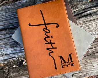Faith Journal with Cross, Custom Prayer Journal, Personalized Goal Journal for Men, Boys, Leather Faith Notebook for Men, Bible Journal Gift