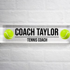 Coach Gifts Personalized Coach Desk Name Plate, Gift for Tennis Coach, Track Coach Gift, Hockey Coach Gift, Cross Country Coach, Desk Decor Tennis
