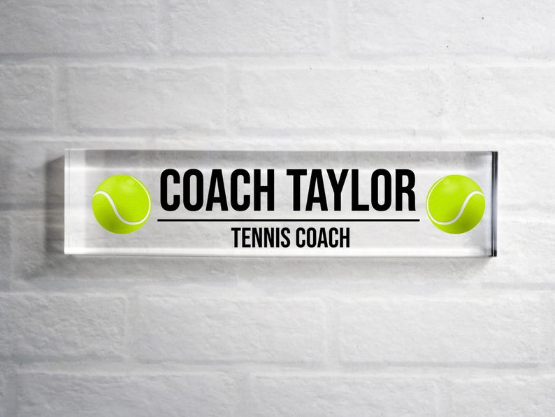 Coach Gifts Personalized Coach Desk Name Plate, Gift for Tennis Coach, Track Coach Gift, Hockey Coach Gift, Cross Country Coach, Desk Decor Tennis