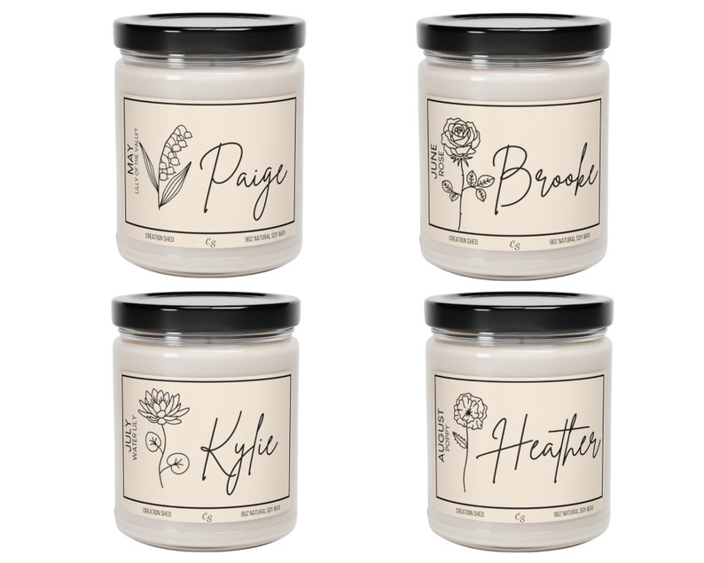Personalized Birth Flower Candle, Custom Birth Month Gift, Trendy Birthday Gift, Birth Month Flower Gift, Personalized Birthday Gift image 5