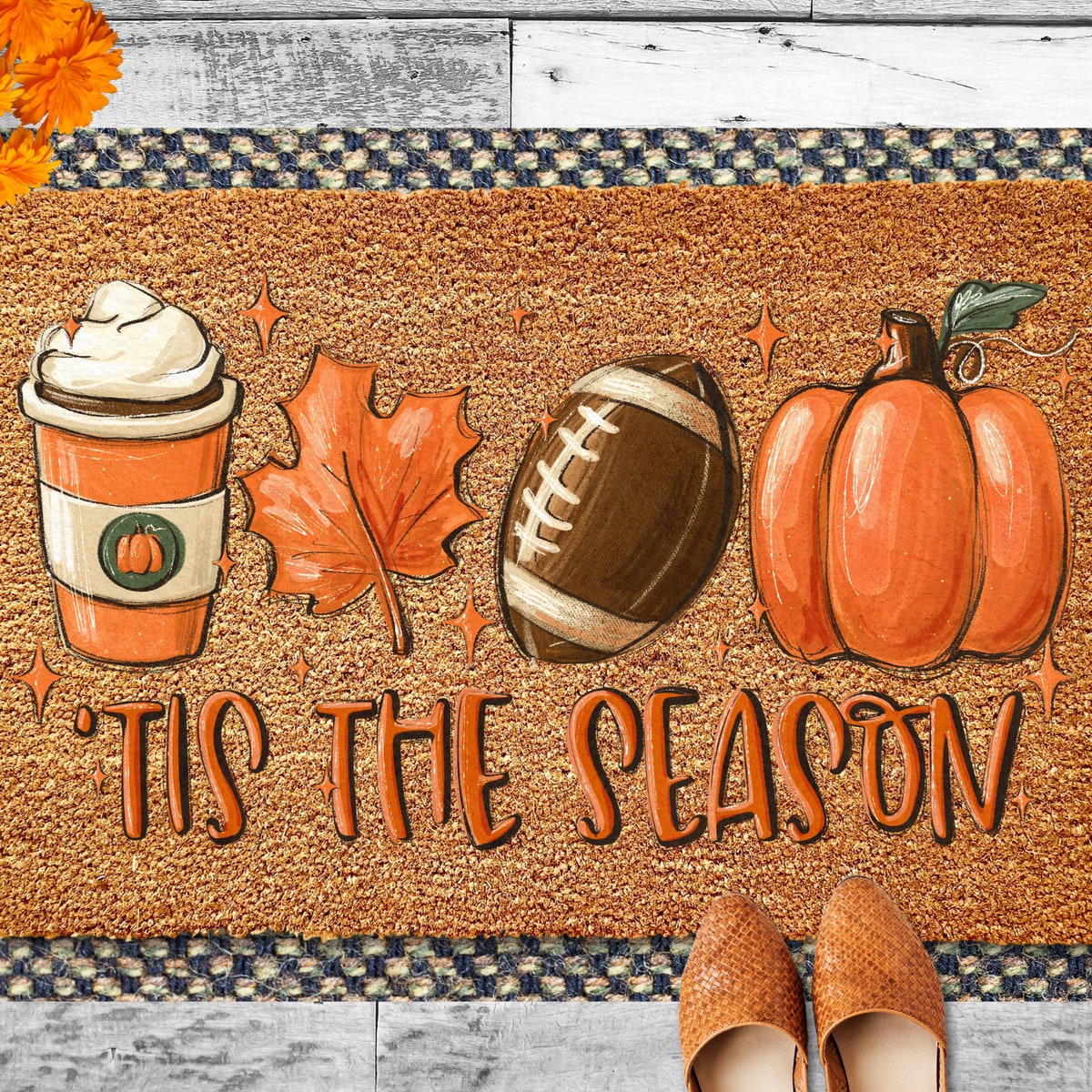Fall Doormat, Tis The Season Doormat, Fall Decor, Football, Fall Coffee Pumpkin Spice, Autumn Decor, Autumn Door Mat for Fall Decorations