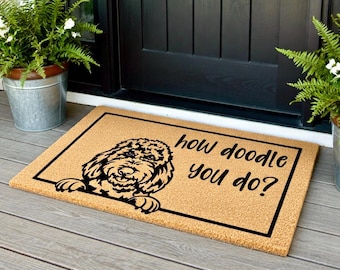 How Doodle You Do Doormat, Goldendoodle, Labradoodle, Dog Gift, Dog Decor, Dog Rug Welcome Mat, Dog Saying, Dog Lover Gift, Doodle Gifts