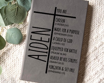 Personalized Christian Journal for Men, Bible Journal Notebook, Religious Gift, First Communion Gifts, Pastor Gifts, Retirement, Birthday