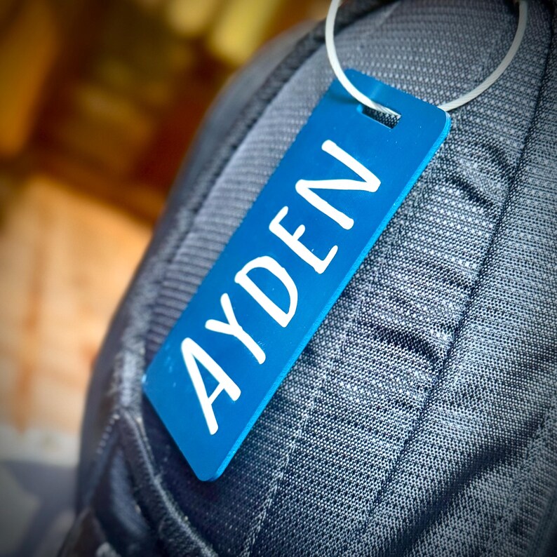 Backpack Keychains, Bag Tags, Personalized Backpack Name Tag, Metal Bag ...