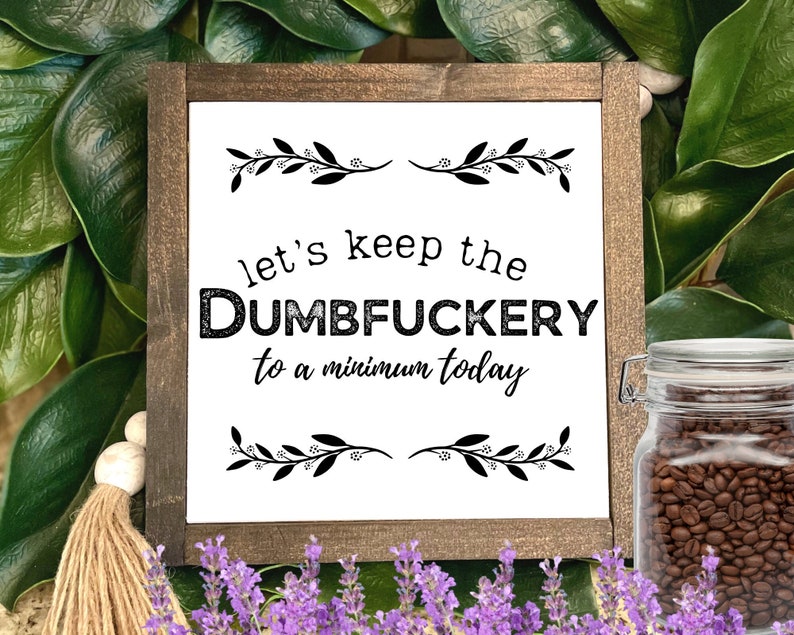 Let's Keep The Dumbfuckery, Funny Office Decor Signs, Funny Desk Signs, Funny Office Gifts, Coworker Gift, Desk Decor, Funny Office Sign image 1