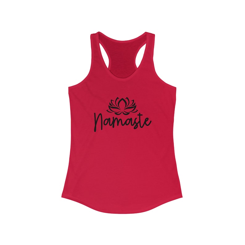 Namaste Tank Top, Womens Racerback Tank Top, Yoga Tank Tops for Women, Yoga Shirt, Positive Shirt, Meditation Gift, Yoga Lover Gift for Her Solid Red