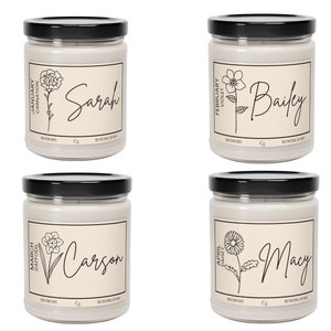 Personalized Birth Flower Candle, Custom Birth Month Gift, Trendy Birthday Gift, Birth Month Flower Gift, Personalized Birthday Gift image 4