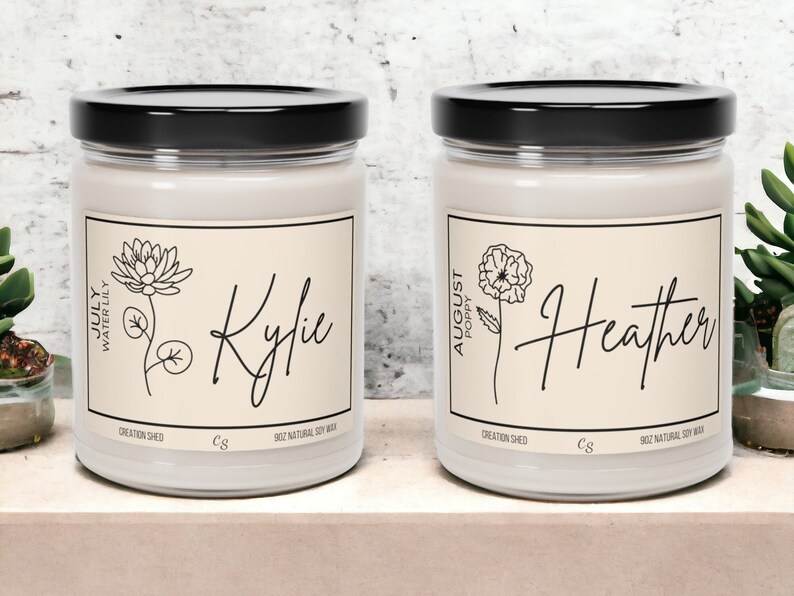 Personalized Birth Flower Candle, Custom Birth Month Gift, Trendy Birthday Gift, Birth Month Flower Gift, Personalized Birthday Gift image 10