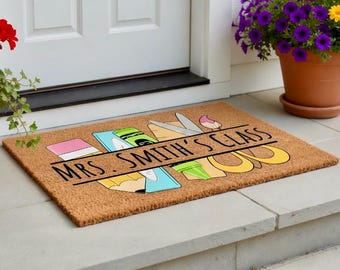 Custom Classroom Doormat, Personalized Classroom Decor, Doormat for Teacher Welcome Mat for Classroom Teacher Appreciation Class Room Decor
