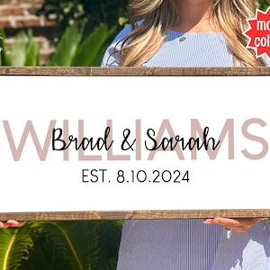 Personalized Last Name Sign with Names and Established Date, Anniversary Sign, Last Name Sign, Wedding Date Sign, Wedding Gift Sign