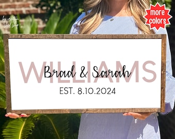 Personalized Last Name Sign with Names and Established Date, Anniversary Sign, Last Name Sign, Wedding Date Sign, Wedding Gift Sign