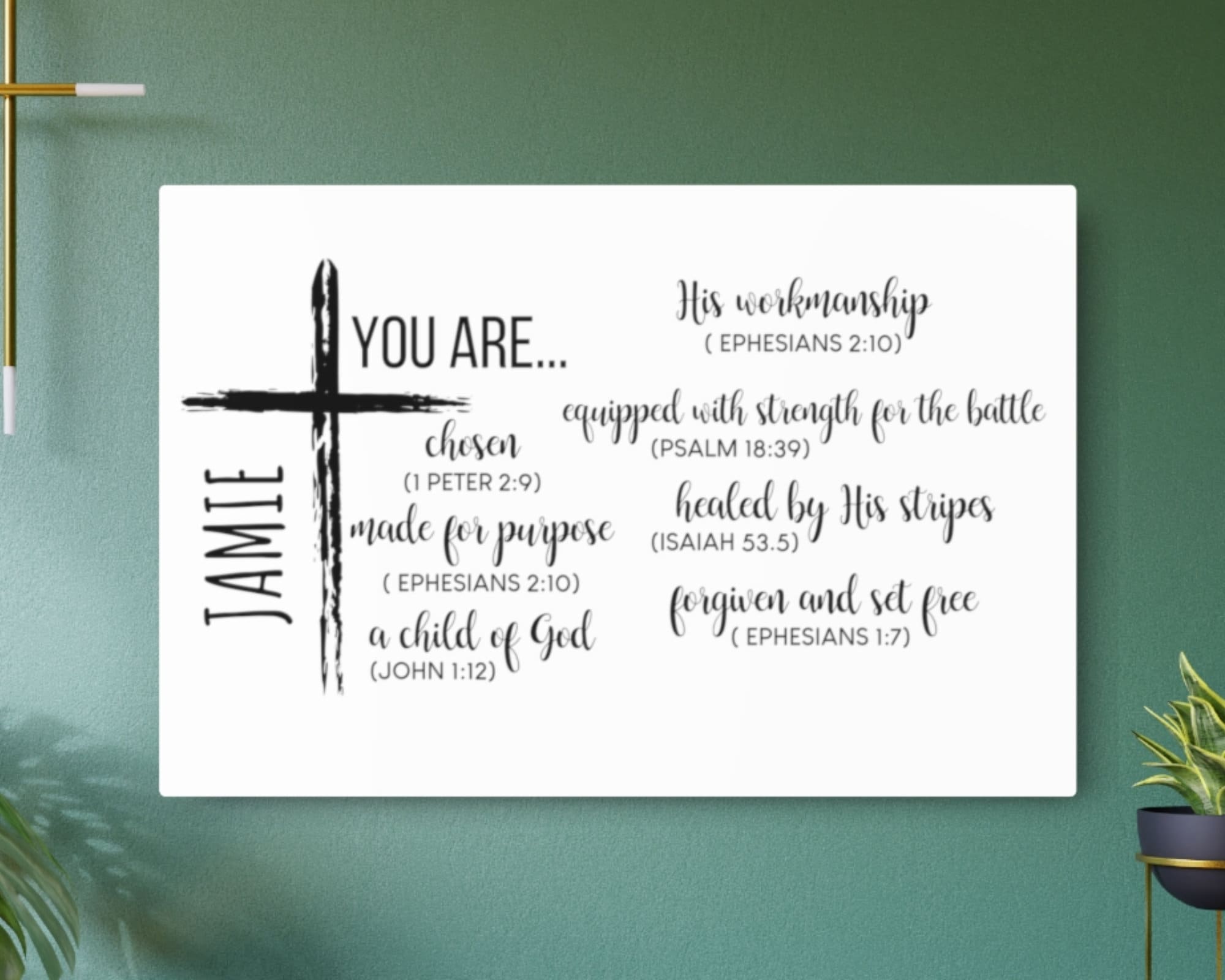 Personalized Name Christian Gifts for Men Teens Boys, Encouraging Scripture  Bible Verse Sign, You Are Chosen Cross Sign Baby Shower Idea - Etsy, image size:2000x1600