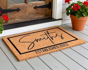 Custom Family Name Door Mat, Wedding Gift, Personalized Custom Doormat, Closing Gift, Welcome Doormat, Front Door Mat,Monogram Front Doormat