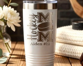 Personalized Hockey Mom Tumbler, Engraved Tumbler, Hockey Mom, Hockey Gifts, Hockey Tumblers, Gift for Hockey Mom with Kids Name and Number