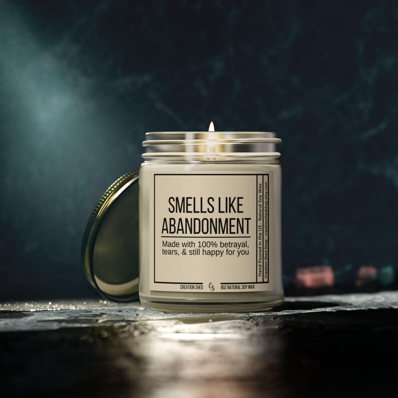 Smells Like Abandonment Candle, Moving Away Gift, Coworker Leaving, Goodbye Gift for Coworker, Gift for Friend, Funny Retirement Present image 2