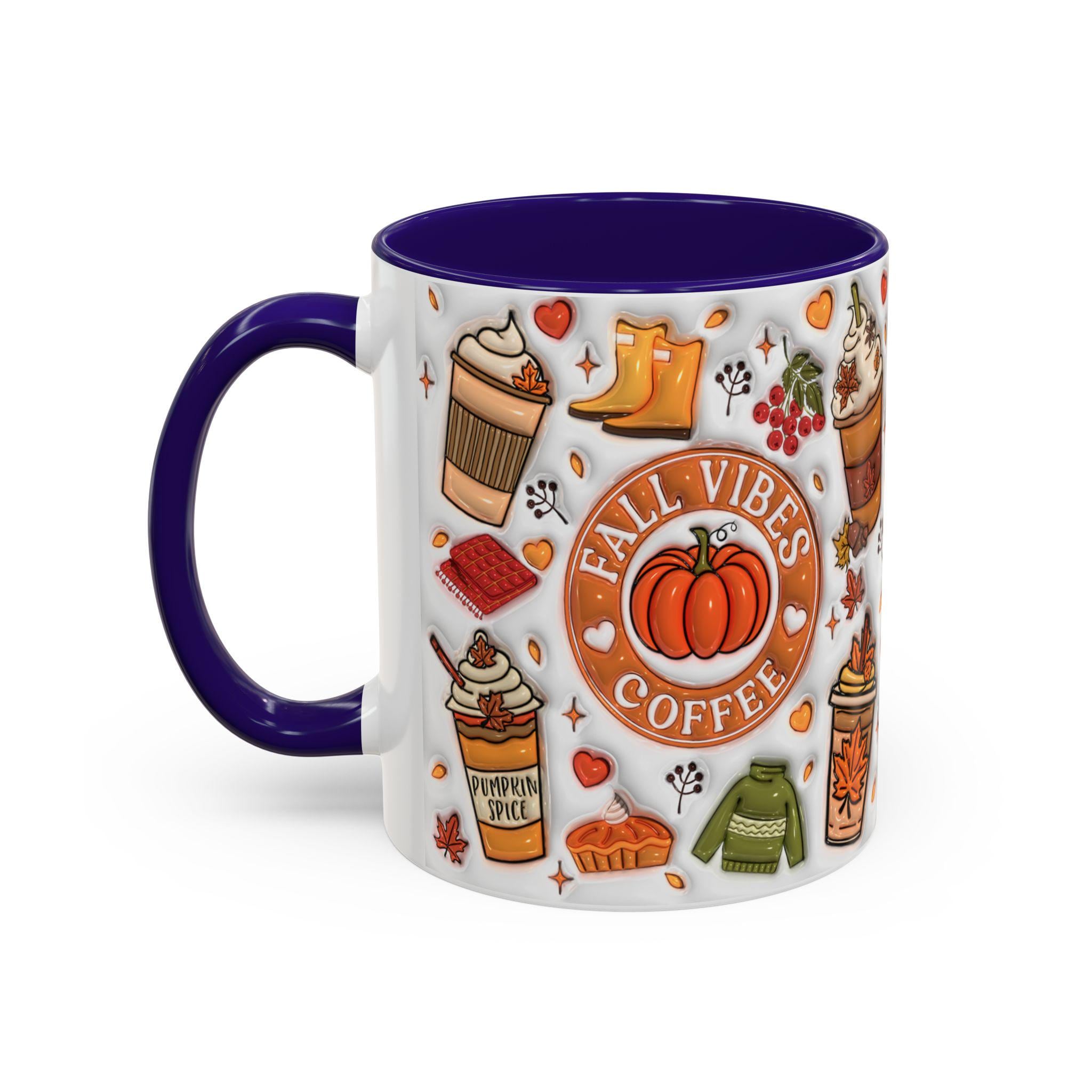 Fall Vibes Mug, Fall 2D Puff Coffee Mug, Autumn Pumpkin Mug, Pumpkin ...