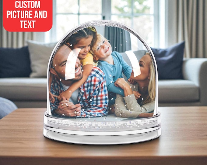 Custom Photo Snow Globe Personalized Christmas Family Picture Portrait Keepsake New home baby pet Personalized Picture Globe, Couples Gift