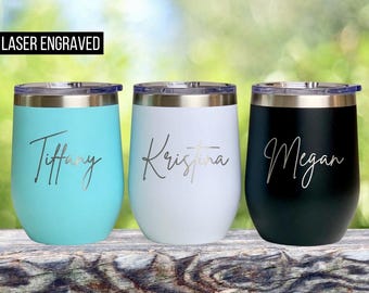 Personalized Tumbler, Bridesmaid Proposal Gift, Wine Tumbler, Coffee Cup, 12oz Stainless Steel Tumbler, Bachelorette, Liquor Cup, Wine Cup