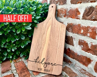 Charcuterie Board Personalized Valentines Day Gift for Couple with Handle Monogrammed Cheese Board Engagement Gift Bridal Shower Gift Idea