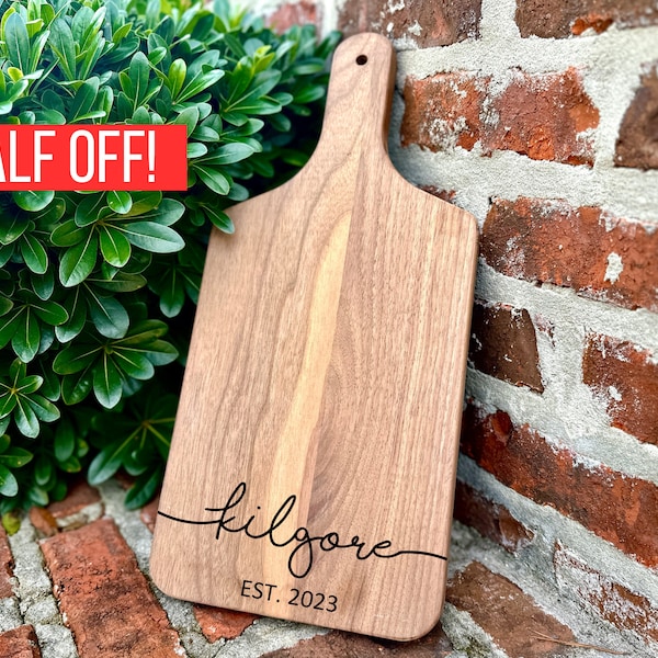 Charcuterie Board Personalized Valentines Day Gift for Couple with Handle Monogrammed Cheese Board Engagement Gift Bridal Shower Gift Idea