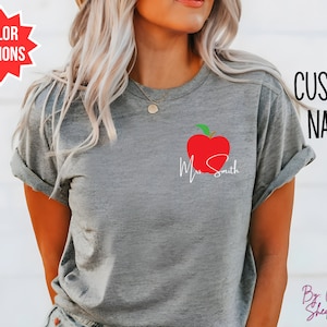 Custom Teacher Apple Shirt, Teacher Appreciation Shirt, Custom Apple Name Shirt,Teacher Gift,Personalized Teacher Shirt,Back To School Shirt