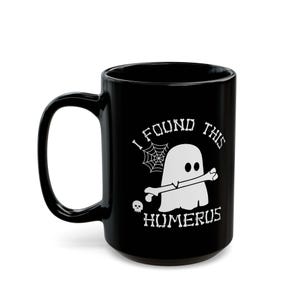 Ik vond deze opperarmbeen geest koffiemok, Halloween-mok, Halloweencadeau en -decor, grappige Halloween-mok, Halloween-koffiekop, spookzwarte mok afbeelding 7
