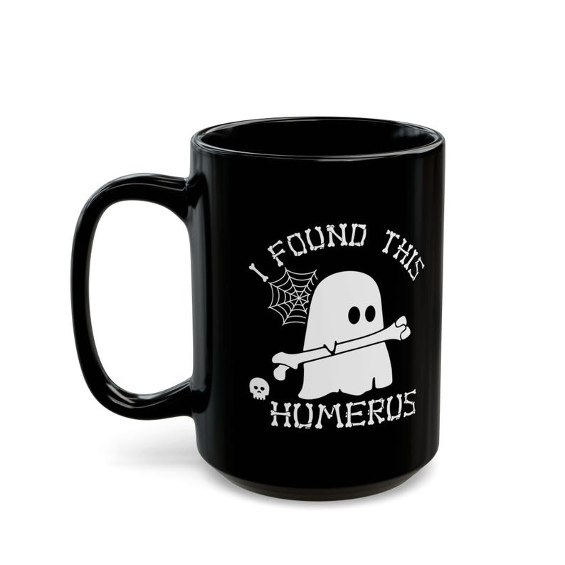 Ik vond deze opperarmbeen geest koffiemok, Halloween-mok, Halloweencadeau en -decor, grappige Halloween-mok, Halloween-koffiekop, spookzwarte mok afbeelding 7