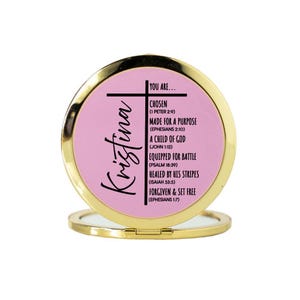Cadeaux chrétiens personnalisés pour femmes, miroir compact, cadeau religieux, cadeaux de première communion, cadeaux pour femmes de pasteur, cadeaux bibliques pour fille Purple